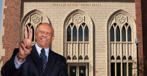 USC Annenberg Dean Ernest J. Wilson III, photographed in front of brand new Wallis Annenberg Hall, May 2014.  Photo: Brett Van Ort / USC Annenberg